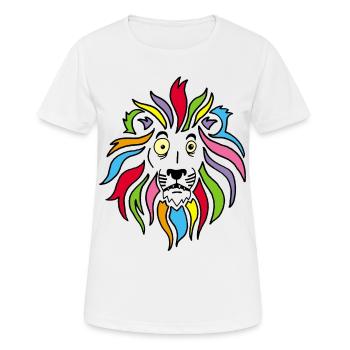 Lion et crinière multicolore - T-shirt respirant Femme - blanc - Devant - AI Model Female 172 dark (172cm)