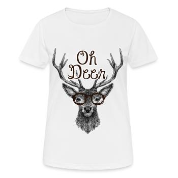 Wild antler deer glasses animal nature - Women's Breathable T-Shirt - white - Front - AI Model Female 172 dark (172cm)