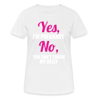 Je suis enceinte malheur tu touches mon ventre - T-shirt respirant Femme - blanc - Devant - AI Model Female 172 dark (172cm)