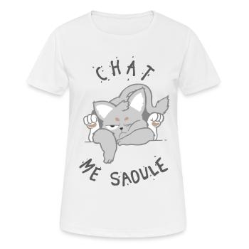 chat me saoule - T-shirt respirant Femme - blanc - Devant - AI Model Female 172 dark (172cm)