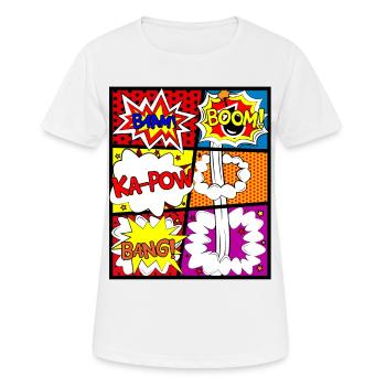 Comic Comic Book Comic Book Cartoon Anime Manga Boom - Women's Breathable T-Shirt - white - Front - AI Model Female 172 dark (172cm)