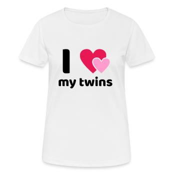 J’aime Mes jumeaux Maman Mère Jumeaux - T-shirt respirant Femme - blanc - Devant - AI Model Female 172 dark (172cm)
