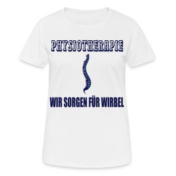 Physiothérapie, nous prenons soin des vertèbres, chemise de pratique - T-shirt respirant Femme - blanc - Devant - AI Model Female 172 dark (172cm)