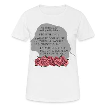 Rose Hathaway, Zen life lessons, Vampire Academy - Frauen T-Shirt atmungsaktiv - Weiß - Vorne - AI Model Female 172 dark (172cm)