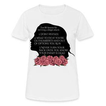 Rose Hathaway, Zen life lessons, Vampire Academy - Frauen T-Shirt atmungsaktiv - Weiß - Vorne - AI Model Female 172 dark (172cm)
