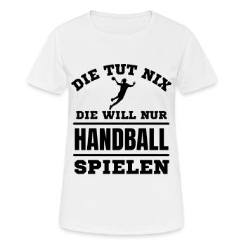 Handball Spielerin Frauen Handball Liebhaber - Frauen T-Shirt atmungsaktiv - Weiß - Vorne - AI Model Female 172 dark (172cm)
