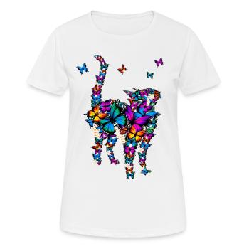 Süßes Katze aus Schmetterlingen Design - Frauen T-Shirt atmungsaktiv - Weiß - Vorne - AI Model Female 172 dark (172cm)