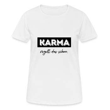 Karma Regelt Das Schon | Lustiger Spruch - Frauen T-Shirt atmungsaktiv - Weiß - Vorne - AI Model Female 172 dark (172cm)