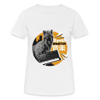 Vintage Synthesizer Synth Monster Dinosaurier - Frauen T-Shirt atmungsaktiv - Weiß - Vorne - AI Model Female 172 dark (172cm)
