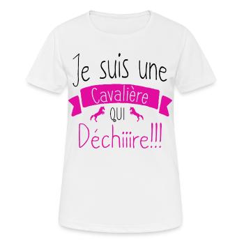 Je suis une cavalière qui déchire, humour, cheval. - T-shirt respirant Femme - blanc - Devant - AI Model Female 172 dark (172cm)