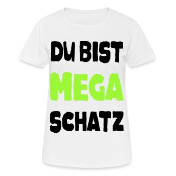 Spruch Mega Schatz Liebling Pärchen Liebe Super - Frauen T-Shirt atmungsaktiv - Weiß - Vorne - AI Model Female 172 dark (172cm)