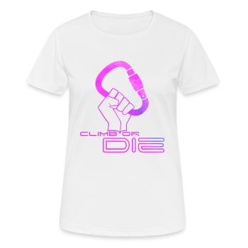 Klettern oder sterben! - Frauen T-Shirt atmungsaktiv - Weiß - Vorne - AI Model Female 172 dark (172cm)