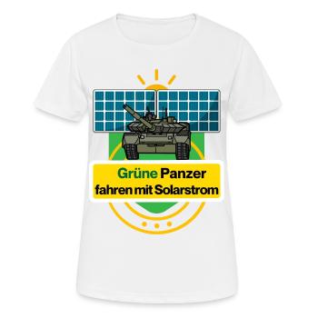 Grüne Panzer fahren mit Solarstrom - Frauen T-Shirt atmungsaktiv - Weiß - Vorne - AI Model Female 172 dark (172cm)