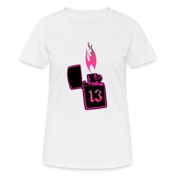 Feuerzeug Nummer 13 pink - Frauen T-Shirt atmungsaktiv - Weiß - Vorne - AI Model Female 172 dark (172cm)