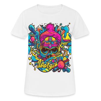The design has a modern aesthetic and creates a - Women's Breathable T-Shirt - white - Front - AI Model Female 172 dark (172cm)