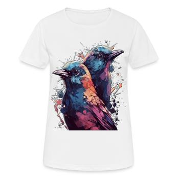Haute Gloss Design Oiseaux Oiseaux Oiseau Couple Coloré - T-shirt respirant Femme - blanc - Devant - AI Model Female 172 dark (172cm)