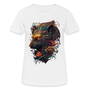 Wildtiger Cat colorful abstract Design - Women's Breathable T-Shirt - white - Front - AI Model Female 172 dark (172cm)