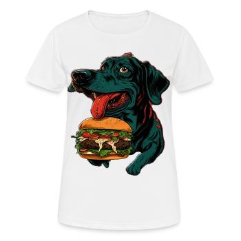 Do you Wanna Burger? Cooler Dog mit Burger Design - Frauen T-Shirt atmungsaktiv - Weiß - Vorne - AI Model Female 172 dark (172cm)