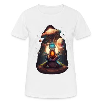 Alien Buddha Spirit Galaxy Yoga Meditation - Women's Breathable T-Shirt - white - Front - AI Model Female 172 dark (172cm)