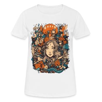 psychedelic abstract Alice Follow White Rabbit - Women's Breathable T-Shirt - white - Front - AI Model Female 172 dark (172cm)