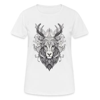 Wild Abstrakt linie Hirsch Tier Design - Frauen T-Shirt atmungsaktiv - Weiß - Vorne - AI Model Female 172 dark (172cm)