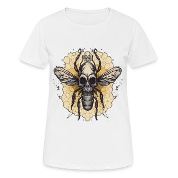 Bee Skull Line Gothique Goth Miel Dark Design - T-shirt respirant Femme - blanc - Devant - AI Model Female 172 dark (172cm)