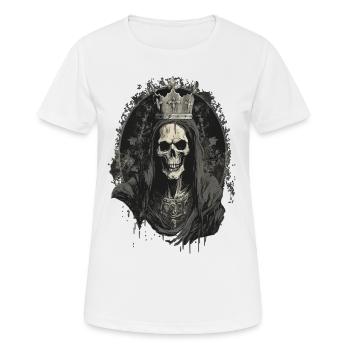 Creepy Gothic Skull King Throne Skelett Darkhorror - Frauen T-Shirt atmungsaktiv - Weiß - Vorne - AI Model Female 172 dark (172cm)