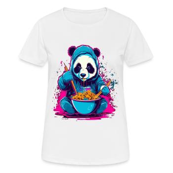 Panda eat Asia Ramen Food Synthwave Design - Frauen T-Shirt atmungsaktiv - Weiß - Vorne - AI Model Female 172 dark (172cm)