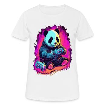 cute fat japanese panda gamer Play Consol - Women's Breathable T-Shirt - white - Front - AI Model Female 172 dark (172cm)