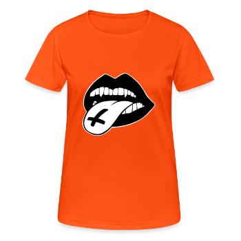 Satanistischer Vampir - Frauen T-Shirt atmungsaktiv - Neonorange - Vorne - AI Model Female 172 dark (172cm)