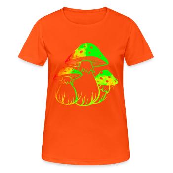 Neon-Pilze - Frauen T-Shirt atmungsaktiv - Neonorange - Vorne - AI Model Female 172 dark (172cm)