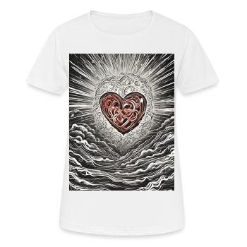 "Strahlendes abstraktes Herz" - Frauen T-Shirt atmungsaktiv - Weiß - Vorne - AI Model Female 172 dark (172cm)