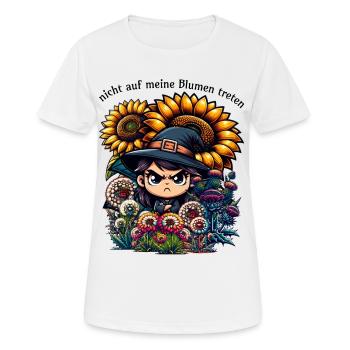 Meine Blumen lustiger Garten Spruch Gärtner Pflanz - Frauen T-Shirt atmungsaktiv - Weiß - Vorne - AI Model Female 172 dark (172cm)