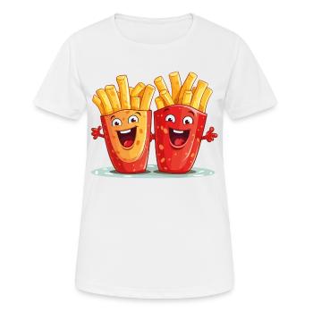 french fries love frieze lover frits face - Women's Breathable T-Shirt - white - Front - AI Model Female 172 dark (172cm)