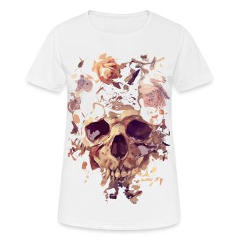 Crâne avec des roses - T-shirt respirant Femme - blanc - Devant - AI Model Female 172 dark (172cm)