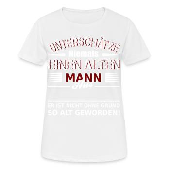 Ne jamais sous-estimer vieux t-shirt homme • pays désiré - T-shirt respirant Femme - blanc - Devant - AI Model Female 172 dark (172cm)