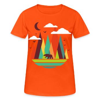 Colorful mountains bear - Women's Breathable T-Shirt - neon orange - Front - AI Model Female 172 dark (172cm)