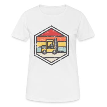 Retro Badge Forklift - Women's Breathable T-Shirt - white - Front - AI Model Female 172 dark (172cm)