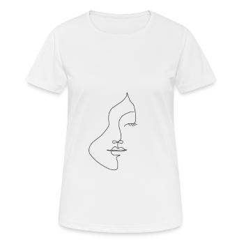 Line Art Frau Gesicht - Frauen T-Shirt atmungsaktiv - Weiß - Vorne - AI Model Female 172 dark (172cm)