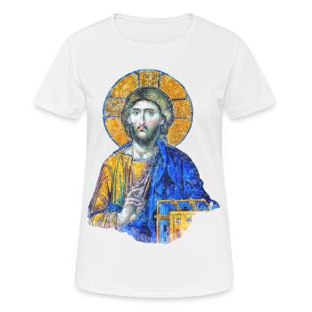 Jesus Christus Mosaik-Kunst in der Hagia-Sophia - Frauen T-Shirt atmungsaktiv - Weiß - Vorne - AI Model Female 172 dark (172cm)