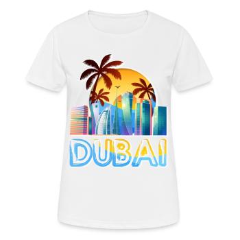 Dubai Skyline Summer Sun Palm Seam Beach Sea - Women's Breathable T-Shirt - white - Front - AI Model Female 172 dark (172cm)
