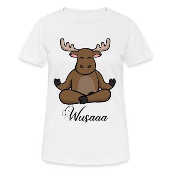 Auszeit Durchatmen Wusaaa Elch - Frauen T-Shirt atmungsaktiv - Weiß - Vorne - AI Model Female 172 dark (172cm)