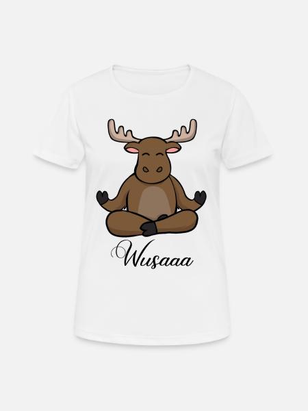 Auszeit Durchatmen Wusaaa Elch - Frauen T-Shirt atmungsaktiv - Weiß