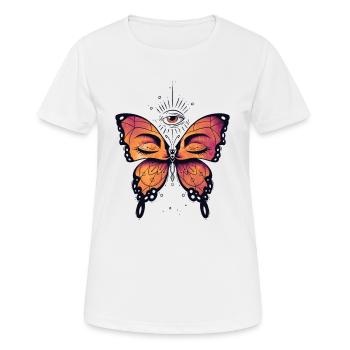 Triple-eye butterfly drawing - Women's Breathable T-Shirt - white - Front - AI Model Female 172 dark (172cm)