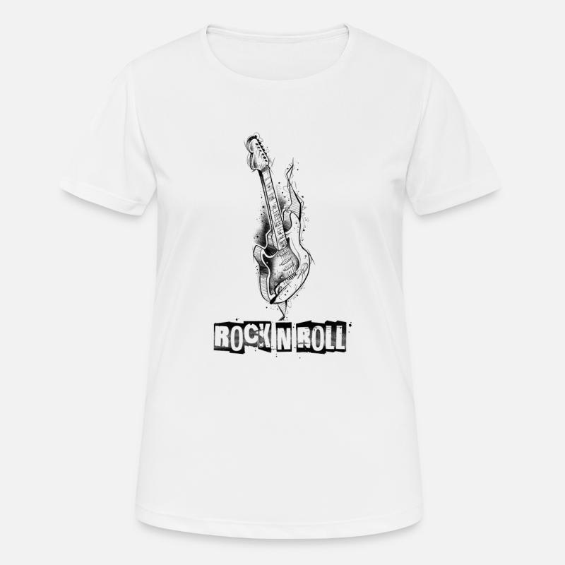 Rock n Roll guitar sketch art - Women's Breathable T-Shirt - white