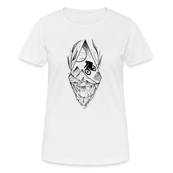 Downhill VTT style sketch & dotwork art - T-shirt respirant Femme - blanc - Devant - AI Model Female 172 dark (172cm)