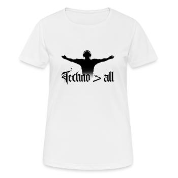 Techno > alle - Frauen T-Shirt atmungsaktiv - Weiß - Vorne - AI Model Female 172 dark (172cm)