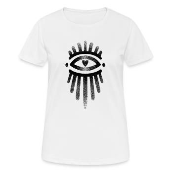 Oeil dotwork vertical - T-shirt respirant Femme - blanc - Devant - AI Model Female 172 dark (172cm)