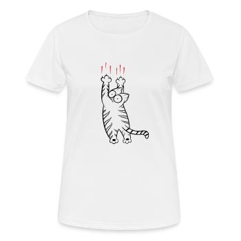 Chat qui fait des bétises ! - T-shirt respirant Femme - blanc - Devant - AI Model Female 172 dark (172cm)