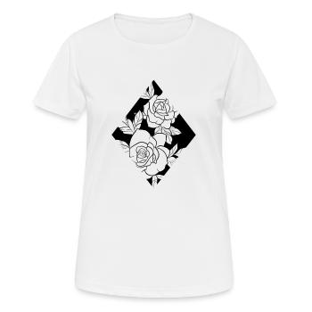 Roses line art losange - T-shirt respirant Femme - blanc - Devant - AI Model Female 172 dark (172cm)